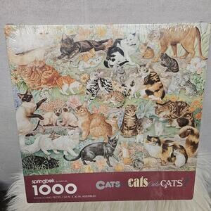 VTG Springbok Cats Cats Cats 1000 Piece Jigsaw Puzzle Retro Hallmark Cat Lover